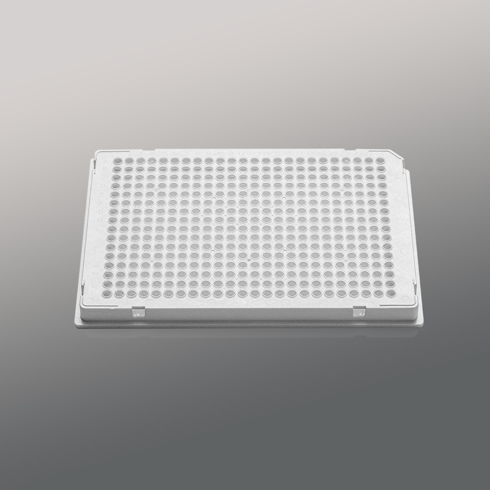 PC-384-FS-0040-WC 384孔40ul單切角PCR板，A24切角，白框，透明管